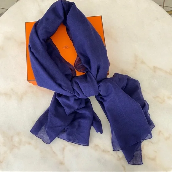 Hermes Accessories Herms Cashmere Silk Etole Plume Unie Stole - Main Image